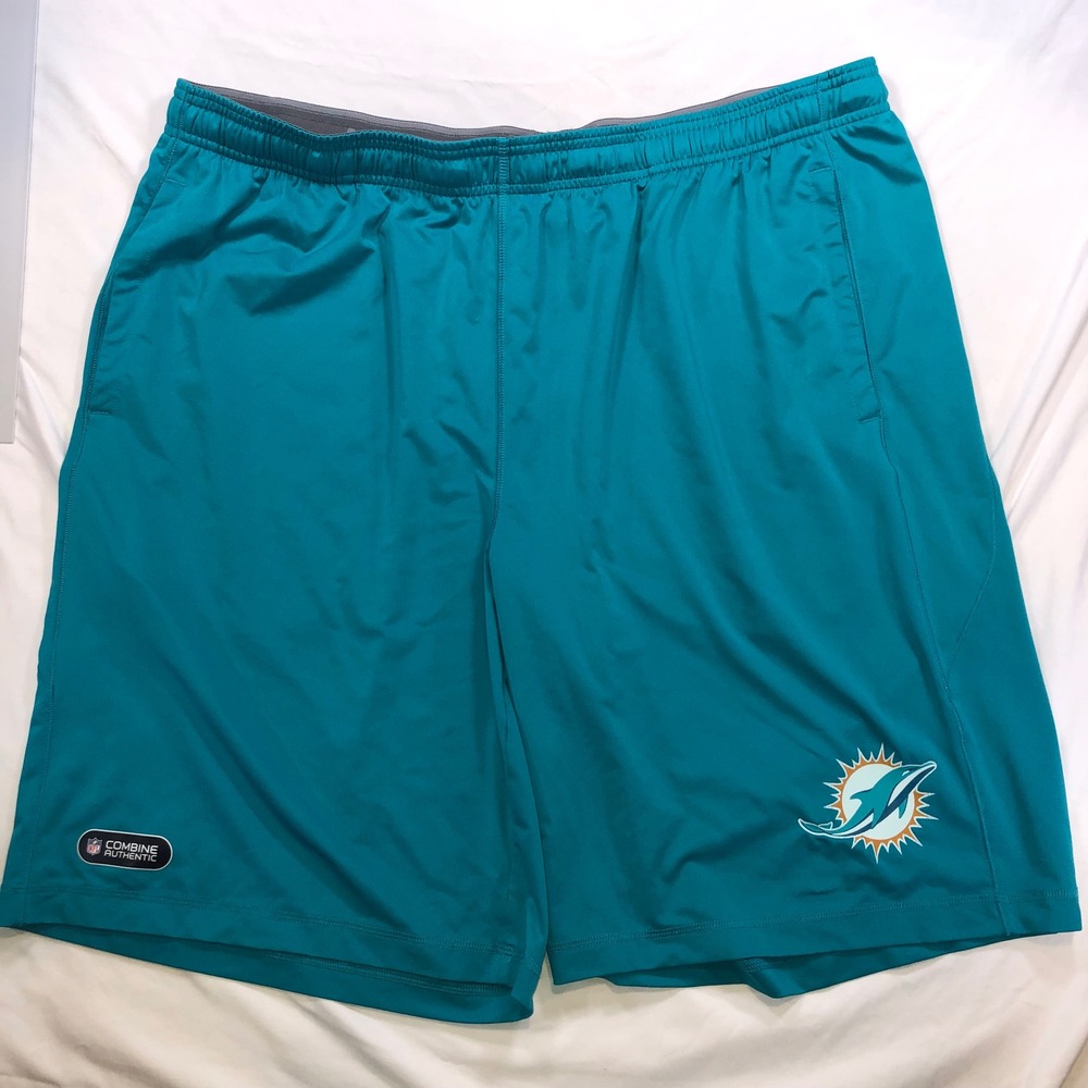 Under Armour NFL Combine Authentic Miami Dolphins Teal HeatGear Shorts Mens 2XL